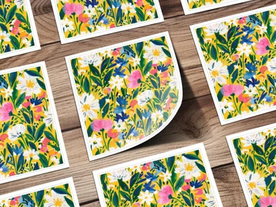 Yellow Spring Impressionistic Floral Spring Pattern Digital - Moore and Mountain