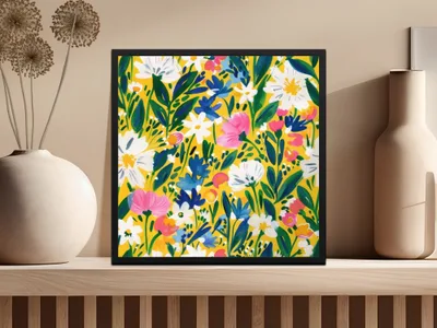 Yellow Spring Impressionistic Floral Spring Pattern Digital - Moore and Mountain