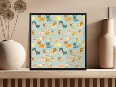 Yorkshire Terrier Seamless Pattern Digital Paper, Dog Breed Pattern Download, Cute Puppy Fabric Design, Pet Lover Background, Kids Digital - Moore and Mountain